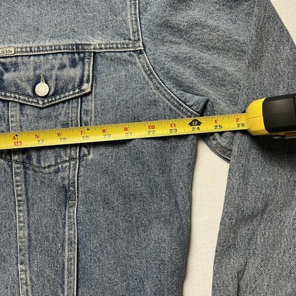 Vintage 90’s Guess Jeans Denim Jean Jacket Cropped Size XXL Made in USA - Picture 7 of 9